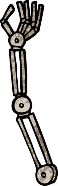 Bir insan tarafından çizilmiş grunge desenli çizim robot kolu.