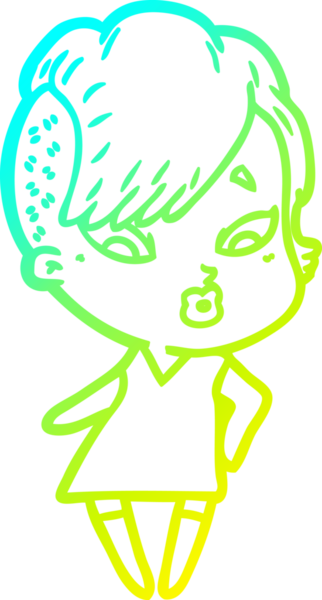 Bir karikatür çizimi, bir insan tarafından çizilmiş bir kızı şaşırttı.