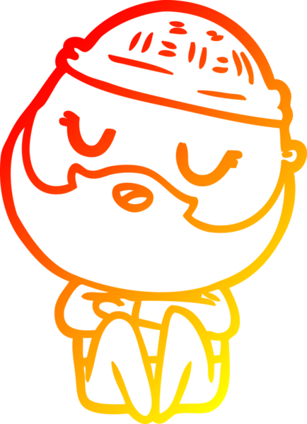 Bir insan tarafından çizilmiş sakallı bir çizgi film karakteri.