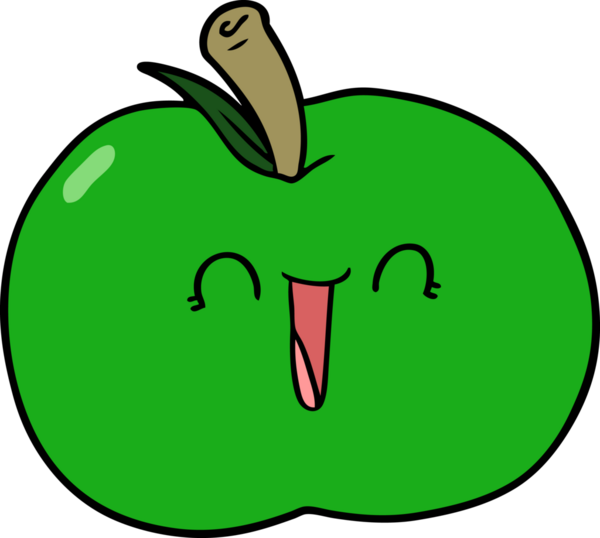 Bir insan tarafından çizilmiş gülen elma çizgi filmi.
