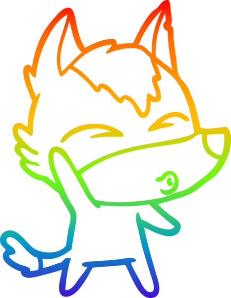 Gökkuşağı gradyan çizgi çizimi bir insan tarafından çizilmiş sallanan kurt ıslığı