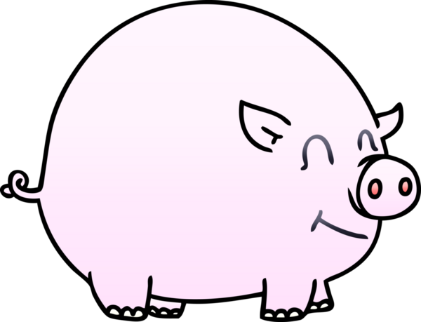 bir insan tarafından çizilmiş gölgelenmiş garip çizgi film domuzu.