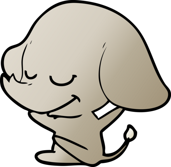 Bir insan tarafından çizilmiş gülümseyen bir fil.