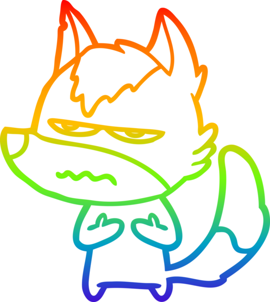 Gökkuşağı gradyan çizgi çizimi Bir insan tarafından çizilmiş rahatsız kurt