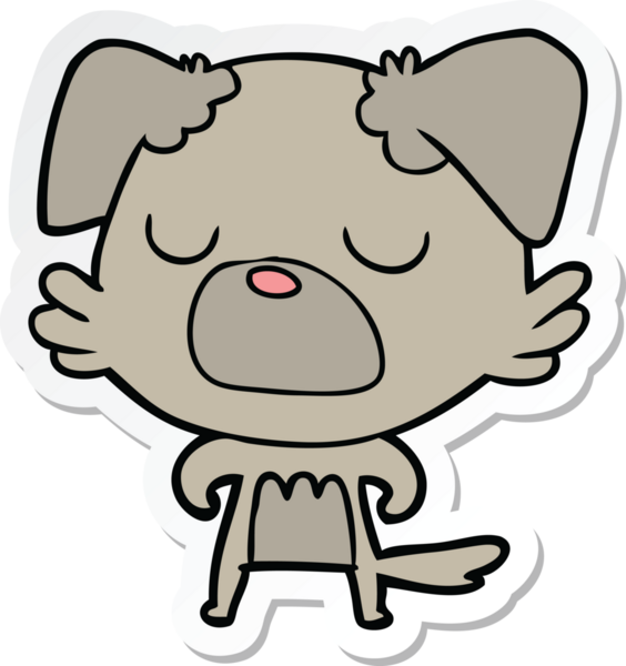 Bir insan tarafından çizilmiş bir köpeğin çıkartması.