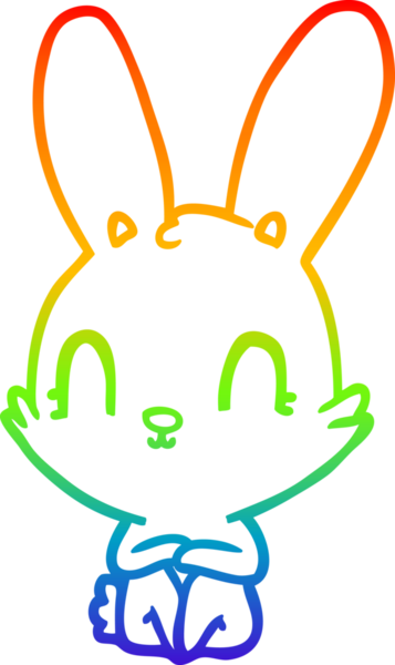 Gökkuşağı gradyan çizgisi. Bir insan tarafından çizilmiş şirin bir tavşan çizimi.