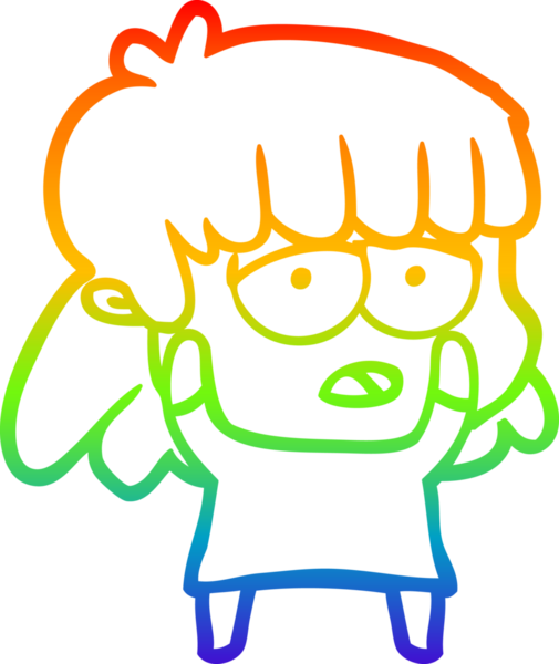 gökkuşağı gradyan çizgi çizimi bir insan tarafından çizilmiş yorgun bir kadın