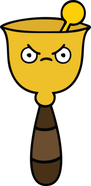 Bir insan tarafından çizilmiş sevimli bir okul çanı karikatürü.