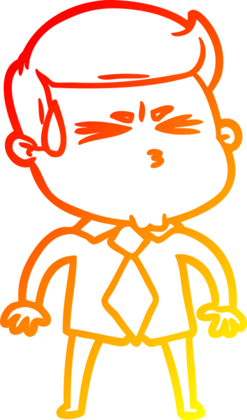 Bir insan tarafından çizilmiş terleyen bir çizgi film karakterinin sıcak çizgi çizimi.