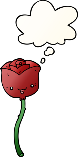 Düşünce baloncuğu olan karikatür çiçeği bir insan tarafından çizilmiş.