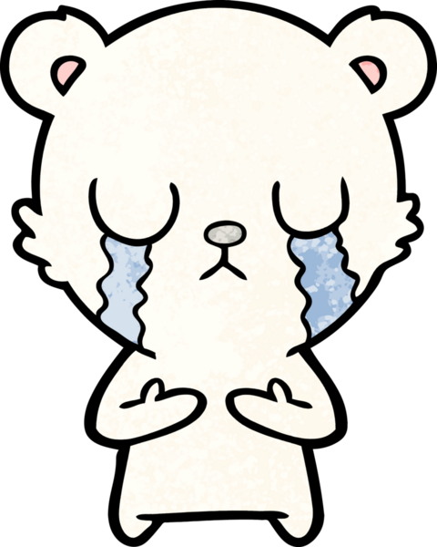 Bir insan tarafından çizilmiş üzgün küçük kutup ayısı çizgi filmi.