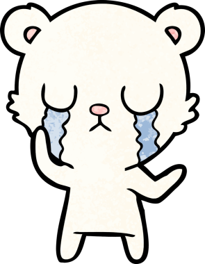 Bir insan tarafından çizilmiş üzgün küçük kutup ayısı çizgi filmi.