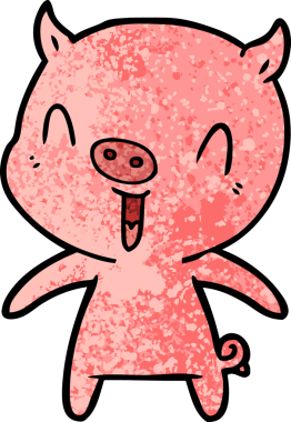 Bir insan tarafından çizilmiş mutlu çizgi film domuzu.