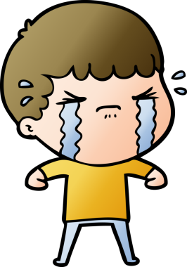 Bir insan tarafından çizilmiş ağlayan çizgi film adamı.