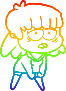 gökkuşağı gradyan çizgi çizimi bir insan tarafından çizilmiş yorgun bir kadın