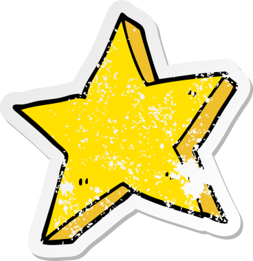 Bir insan tarafından çizilmiş bir çizgi film yıldızının sıkıntılı çıkartması.