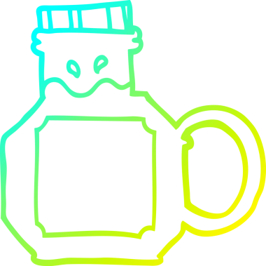 Bir insan tarafından çizilmiş yeşil bir iksirin soğuk gradyan çizimi.