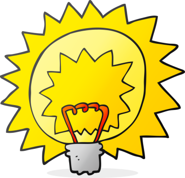 Bir insan tarafından çizilmiş serbest çizim çizgi film ampulü