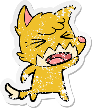 Bir insan tarafından çizilmiş kızgın bir tilkinin sıkıntılı çıkartması.