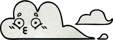 Bir insan tarafından çizilmiş beyaz bulutun retro grunge dokusu