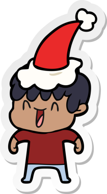 Bir insan tarafından çizilmiş Noel Baba şapkası takan gülen bir çocuğun el yazısı.