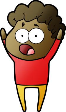 Bir insan tarafından çizilmiş bir karikatür adamı şaşkınlıkla nefes nefese kaldı.