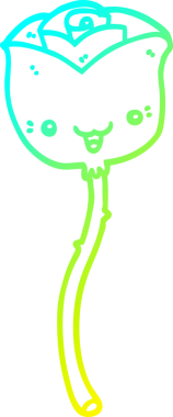 Bir insanın çizdiği karikatür çiçeğinin soğuk gradyan çizgisi.