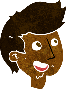 Bir insan tarafından çizilmiş mutlu çocuk yüzü.