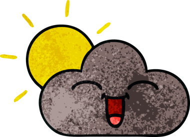 Bir fırtına bulutunun retro grunge dokusu ve bir insan tarafından çizilmiş güneş.