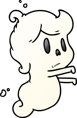 Bir insan tarafından çizilmiş kawai sevimli bir hayaletin gradyan çizimi