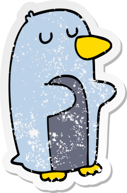 Bir insan tarafından çizilmiş karikatür pengueninin sıkıntılı çıkartması.