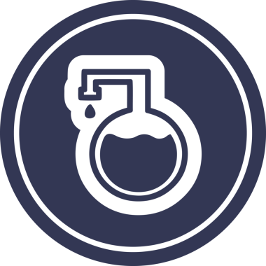 Bir insan tarafından çizilmiş kimyasal şişe dairesel simgesi