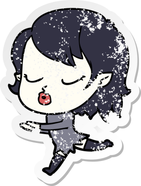 Bir insan tarafından çizilmiş şirin bir vampir kızın sıkıntılı çıkartması.