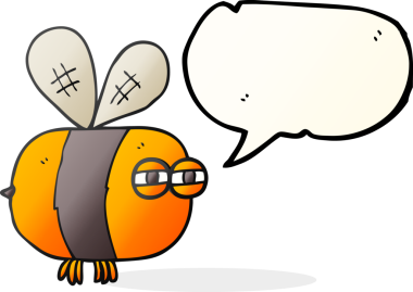 Bir insan tarafından çizilmiş serbest konuşma balonu karikatürü kızgın arı