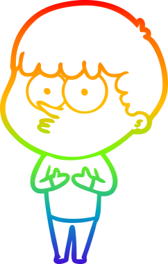 Gökkuşağı gradyanı çizimi Bir insan tarafından çizilmiş meraklı bir çocuk