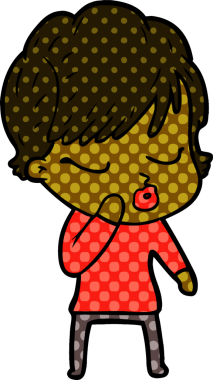 Bir insan tarafından çizilmiş gözleri kapalı çizgi film kadını.