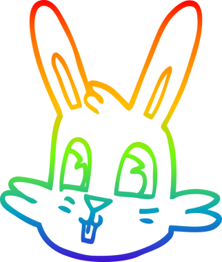 Gökkuşağı gradyan çizgi çizimi bir insan tarafından çizilmiş tavşan yüzü