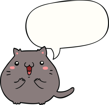 Bir insan tarafından çizilmiş mutlu çizgi film kedisi.