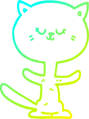 Bir insan tarafından çizilen çizgi film kedisinin soğuk gradyan çizimi