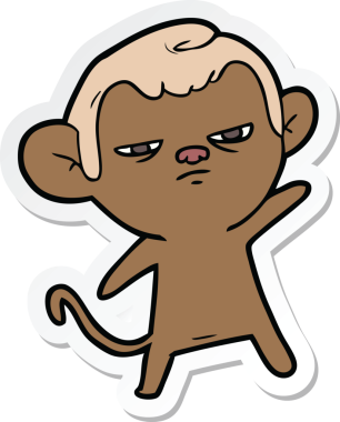 Bir insan tarafından çizilmiş çizgi film maymununun çıkartması.