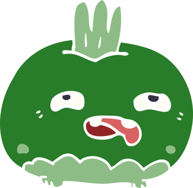 Bir insan tarafından çizilmiş mutlu kök sebze karalaması.