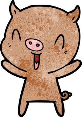 Bir insan tarafından çizilmiş mutlu çizgi film domuzu.