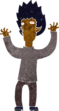 Bir insan tarafından çizilmiş bir vampir çizgi filmi.