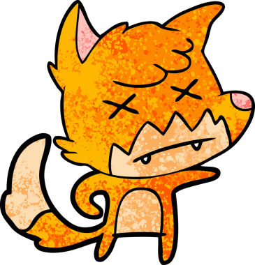 Bir insan tarafından çizilmiş ölü tilki çizgi filmi