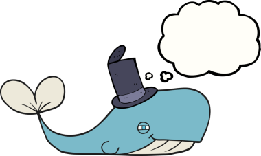 Bir insan tarafından çizilmiş balina şapkası ile serbest çizilmiş düşünce balonu.