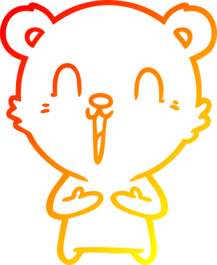 Bir insan tarafından çizilmiş mutlu çizgi film ayısının sıcak çizgi çizimi