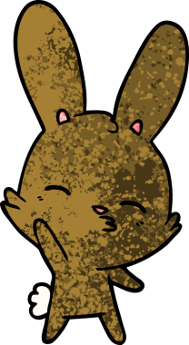 Bir insan tarafından çizilmiş garip sallanan tavşan çizgi filmi.