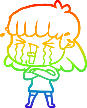 Gökkuşağı gradyan çizgi çizimi Bir insan tarafından çizilmiş gözyaşları içinde bir çizgi kadın