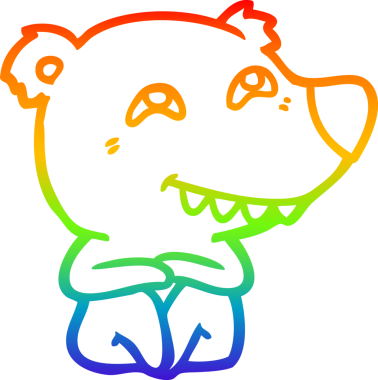 Bir insan tarafından çizilmiş dişleri gösteren karikatür kutup ayısının çizimi.