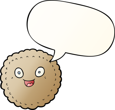 bir insan tarafından çizilmiş düzgün eğimli konuşma baloncuklu çizgi film bisküvisi